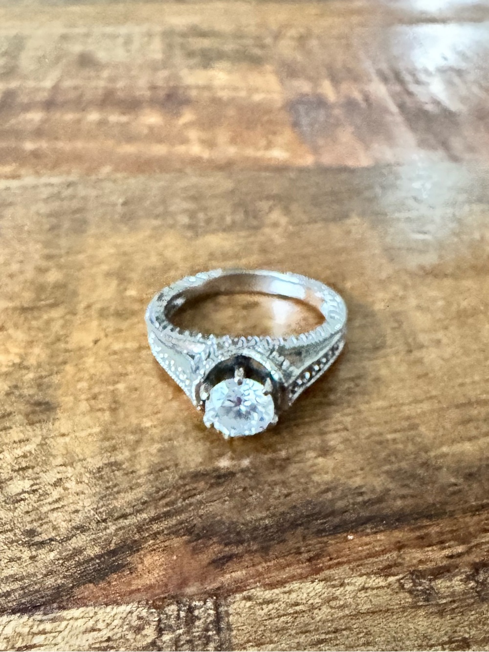 S925 Sterling Silver Round CZ Statement Ring